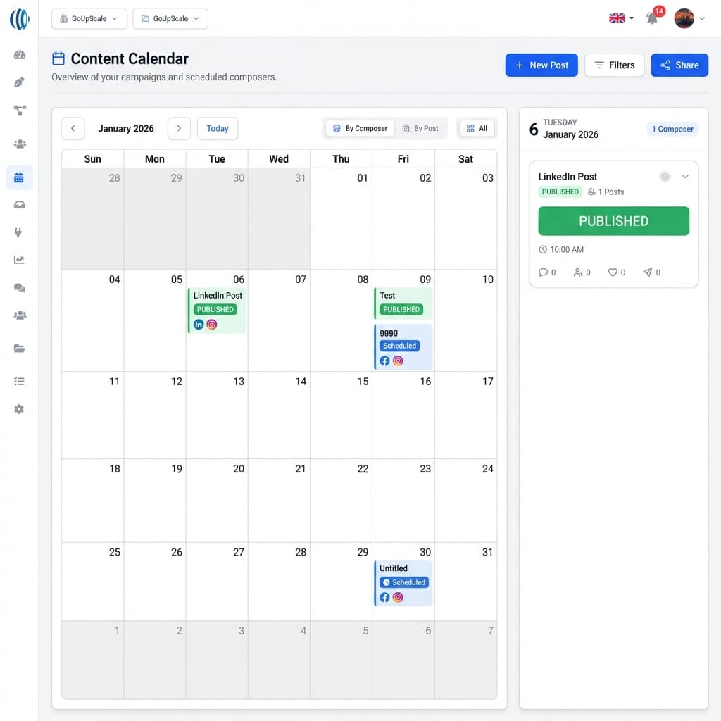 Visual Content Calendar Interface